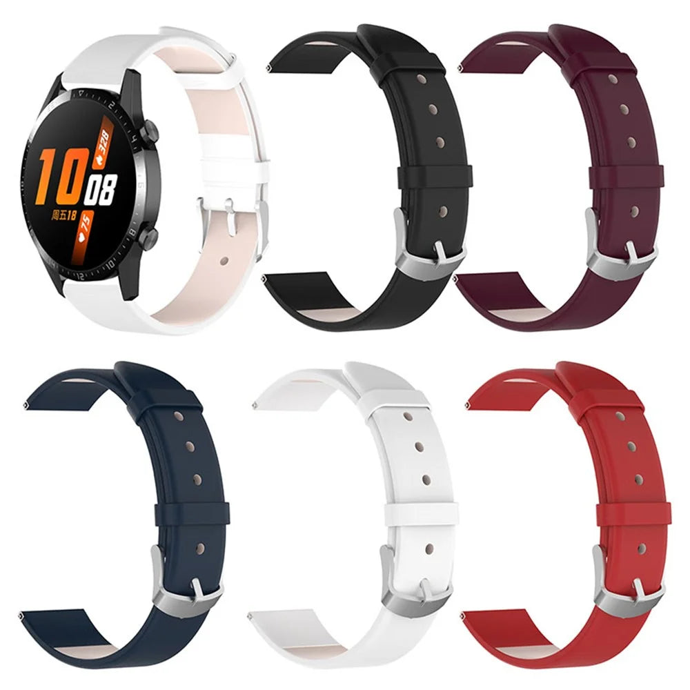 20mm PU Leather Watch Strap for Huawei Watch GT3 42mm / Watch GT2 42mm / GTR Mini (A2174) - Purplish Red - 5