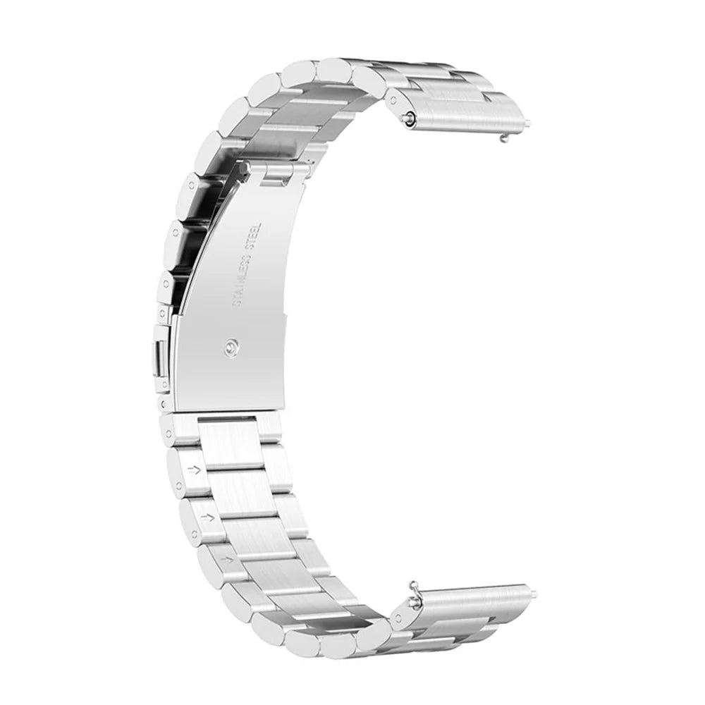22mm 3-beads Watchband Stainless Steel Smart Watch Band for Huawei Watch GT 3 46mm / GT Runner / Garmin Forerunner 265 / Forerunner 265 Music - Silver - 2