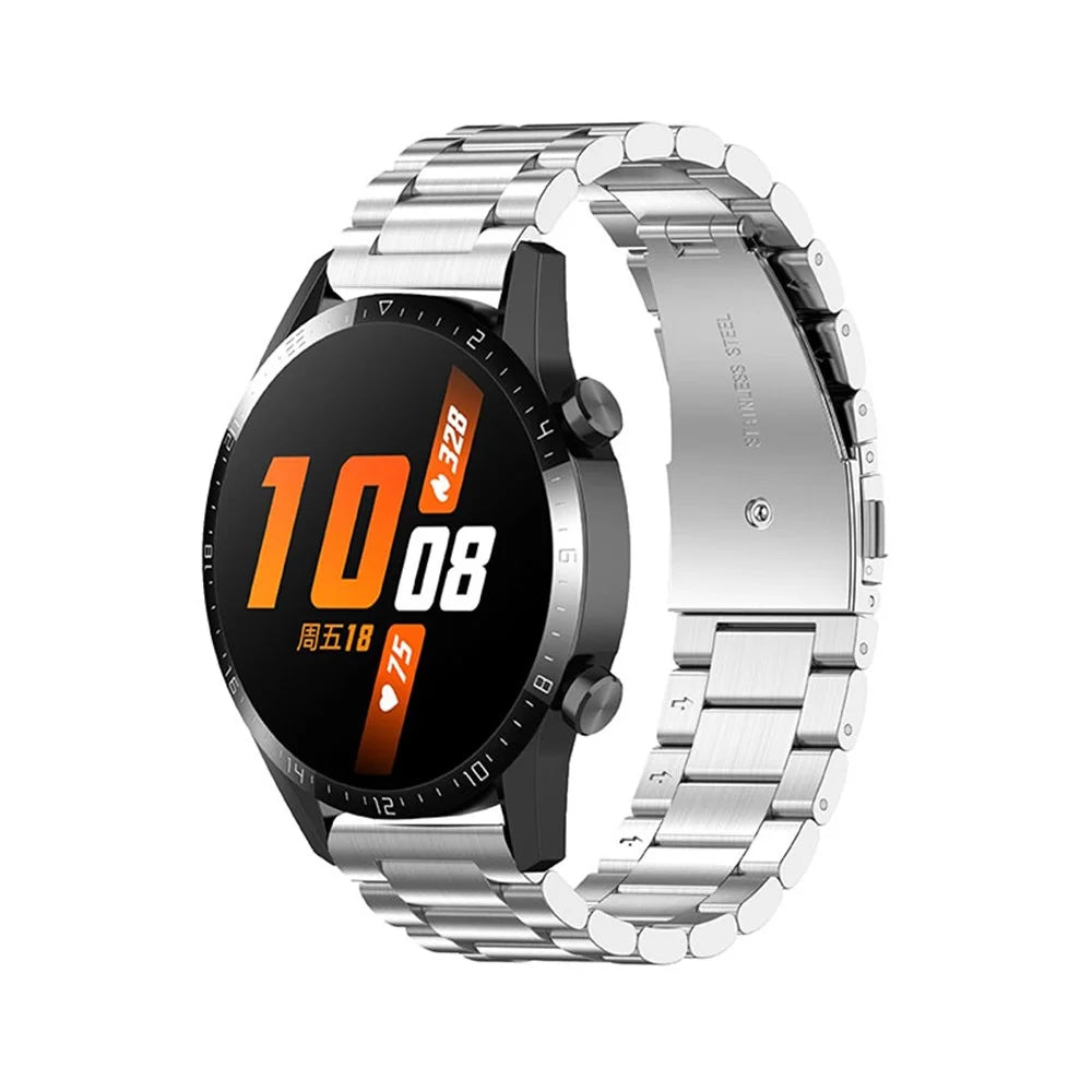 22mm 3-beads Watchband Stainless Steel Smart Watch Band for Huawei Watch GT 3 46mm / GT Runner / Garmin Forerunner 265 / Forerunner 265 Music - Silver - 3