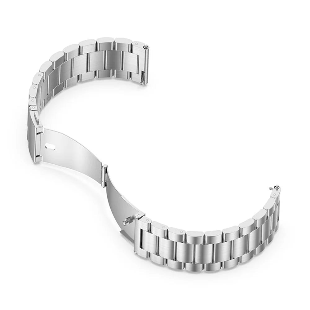 22mm 3-beads Watchband Stainless Steel Smart Watch Band for Huawei Watch GT 3 46mm / GT Runner / Garmin Forerunner 265 / Forerunner 265 Music - Silver - 6