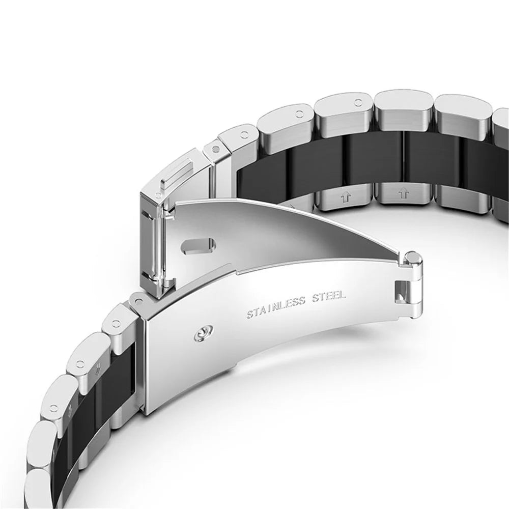22mm 3-bead Stainless Steel Smart Watch Band Bracelet Strap for Huawei Watch GT 4 46mm / Watch 4 Pro / Watch 4 / GT 3 46mm / GT Runner / Huawei Watch GT 4 46mm / Garmin Forerunner 255 / Forerunner 265 / Forerunner 265 Music /  Honor Watch GS 3i - Silver - 4