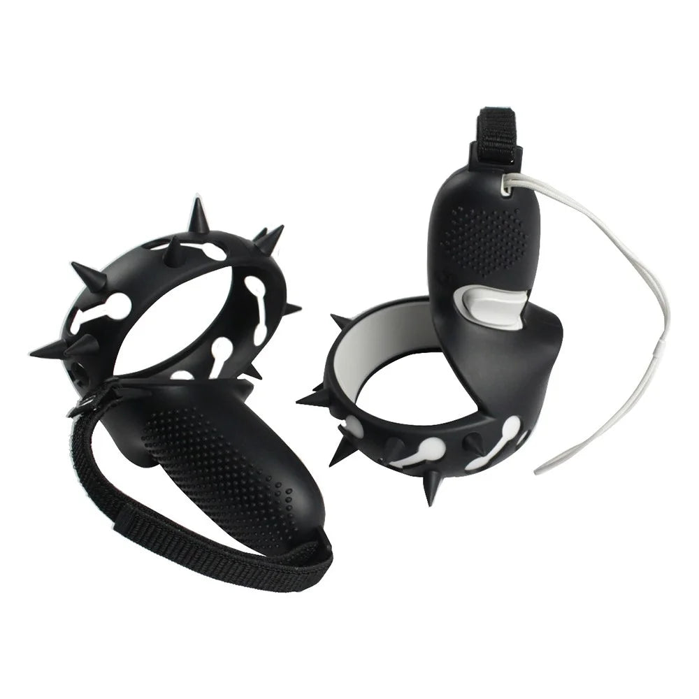 1 Pair Silicone Anti-slip Anti-drop Protective Grip Cover VR Controller Handle Sleeve Case for Oculus Quest 2 - Black - 1