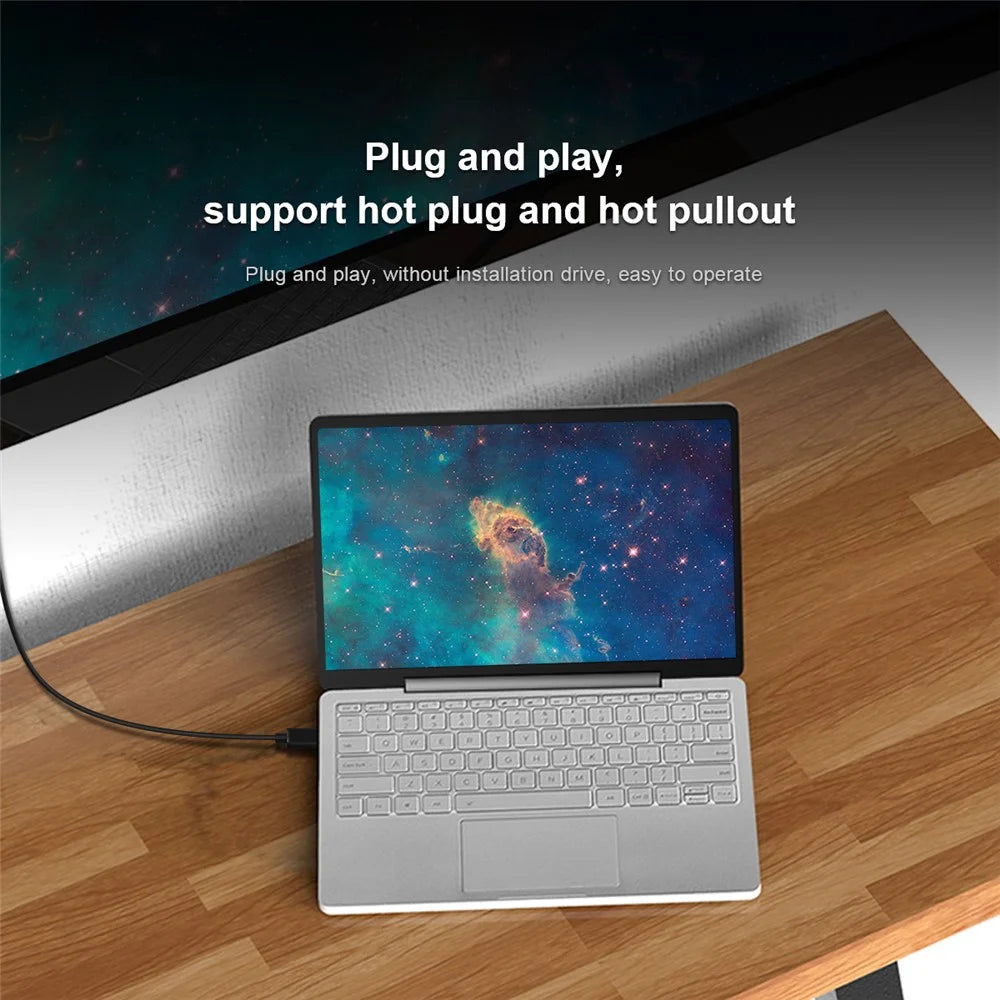 QGEEM UA17 1.8m USB-C Male to VGA Male 1080P HD Video Adapter Cable - 5