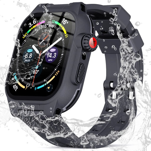 SHELLBOX For Apple Watch Series 8 41mm / 7 41mm IP68 Waterproof Case with Silicone Watch Band Smart Watch Protector Replacement Strap - 1