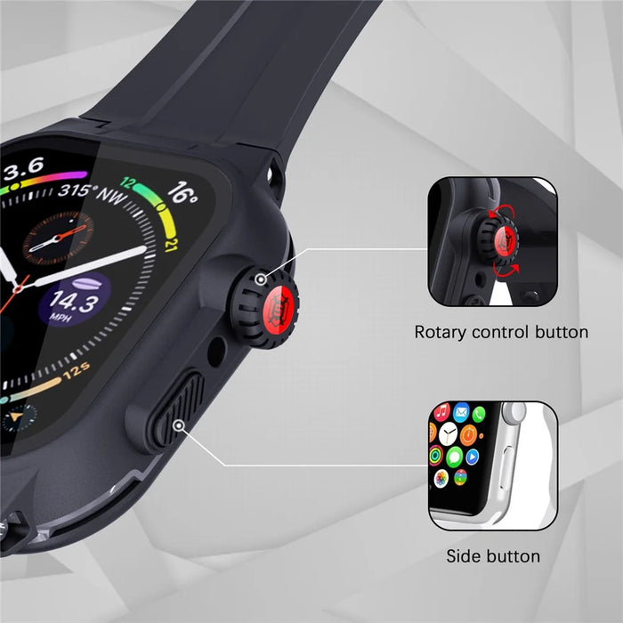 SHELLBOX For Apple Watch Series 8 41mm / 7 41mm IP68 Waterproof Case with Silicone Watch Band Smart Watch Protector Replacement Strap - 5