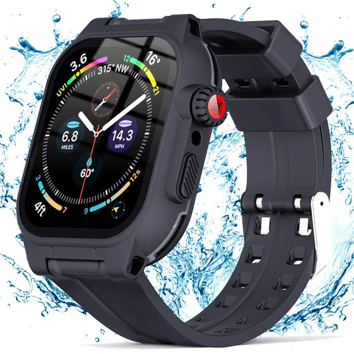 SHELLBOX Waterproof Case For Apple Watch Series 8 45mm / 7 45mm Shockproof Screen Protective Case with Silicone Watch Band - 1