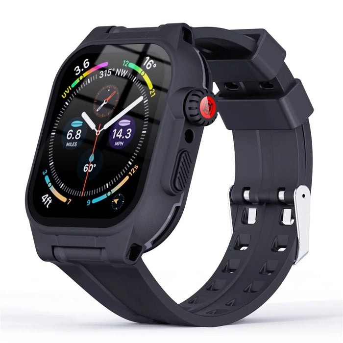 SHELLBOX Waterproof Case For Apple Watch Series 8 45mm / 7 45mm Shockproof Screen Protective Case with Silicone Watch Band - 2