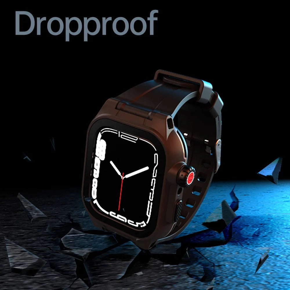 SHELLBOX Waterproof Case For Apple Watch Series 8 45mm / 7 45mm Shockproof Screen Protective Case with Silicone Watch Band - 4