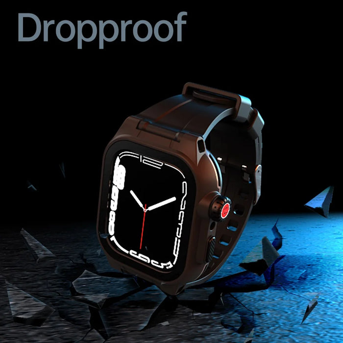 SHELLBOX Waterproof Case For Apple Watch Series 8 45mm / 7 45mm Shockproof Screen Protective Case with Silicone Watch Band - 4