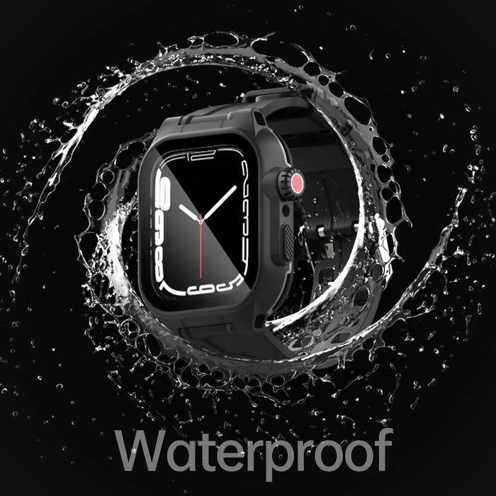 SHELLBOX Waterproof Case For Apple Watch Series 8 45mm / 7 45mm Shockproof Screen Protective Case with Silicone Watch Band - 5
