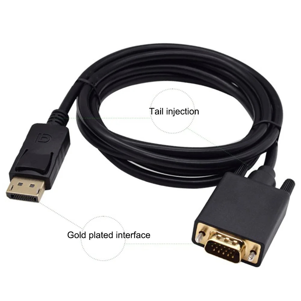 HX114 1.8m DP to VGA Conversion Cable 1080P HD High Speed Cord with Chip - 5