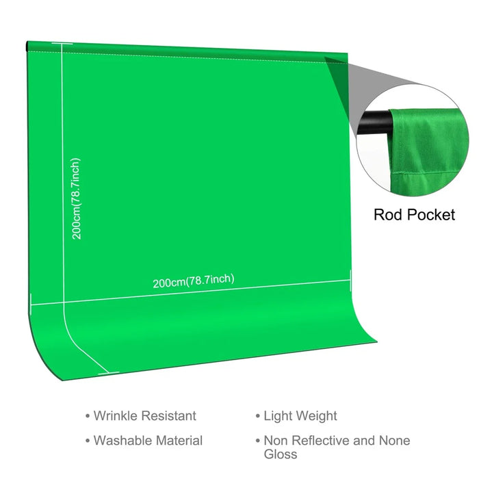 PULUZ PU5207 2x2m for Photo Studio Green Screen Chroma Key Photography Backdrop 120g Thicken Background - Green - 5