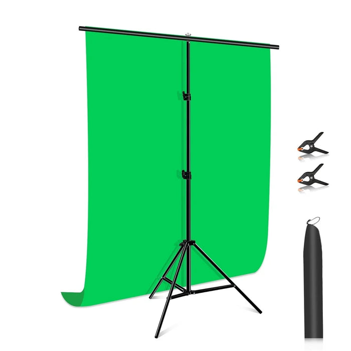 PULUZ PU5204G 1x2m 120g Thicken Background with T-shape Stand and 3 Clamps for Photo Studio Green Screen Chroma Key Photography Backdrop - 1