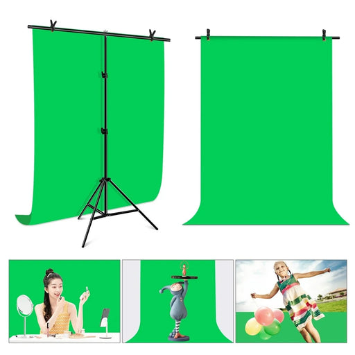PULUZ PU5204G 1x2m 120g Thicken Background with T-shape Stand and 3 Clamps for Photo Studio Green Screen Chroma Key Photography Backdrop - 2