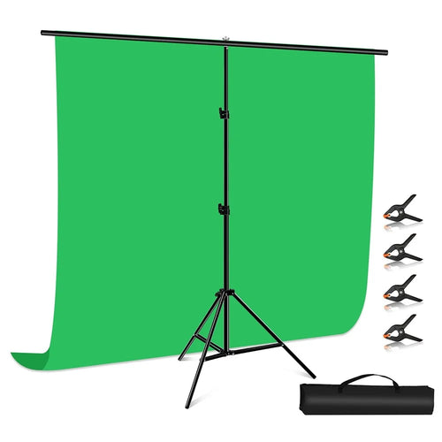 PULUZ PU5205G 2x2m Photo Studio Photography Backdrop Kit Set 120g Thicken Background with T-shape Stand and 4 Clamps - 1