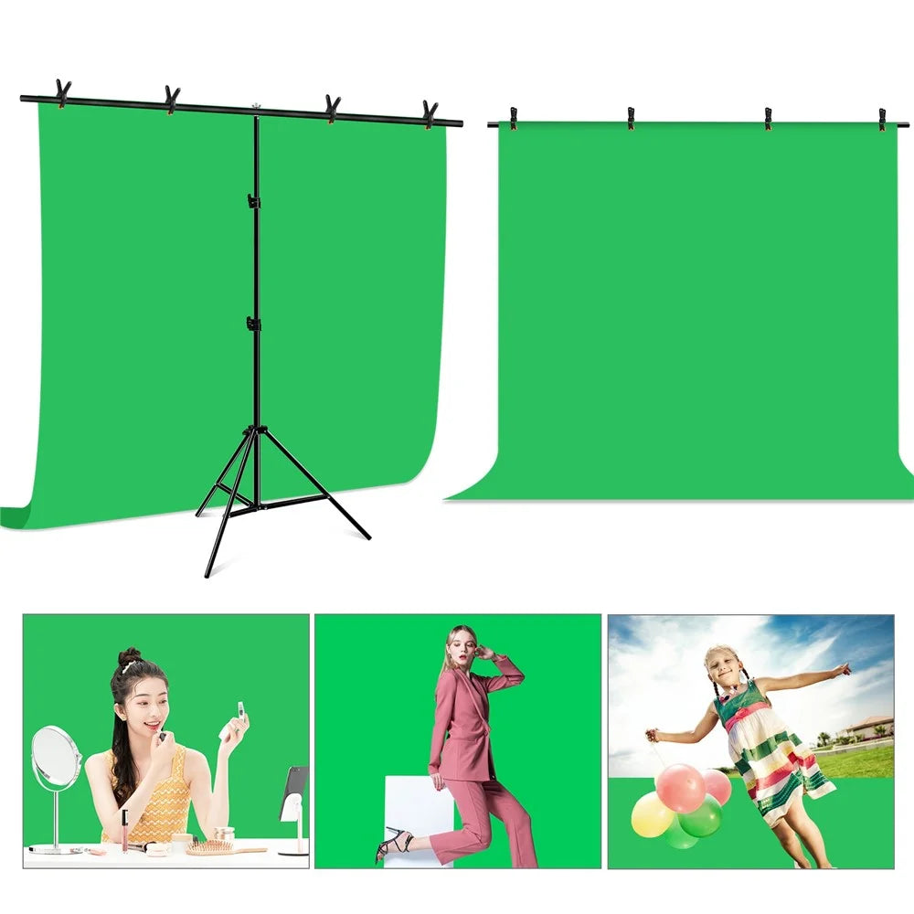 PULUZ PU5205G 2x2m Photo Studio Photography Backdrop Kit Set 120g Thicken Background with T-shape Stand and 4 Clamps - 2