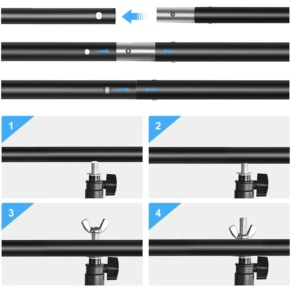 PULUZ PU5205G 2x2m Photo Studio Photography Backdrop Kit Set 120g Thicken Background with T-shape Stand and 4 Clamps - 4