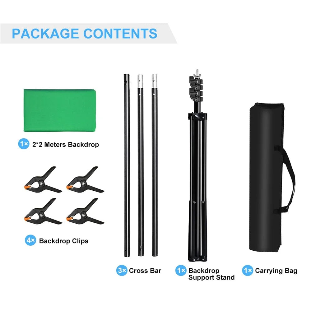PULUZ PU5205G 2x2m Photo Studio Photography Backdrop Kit Set 120g Thicken Background with T-shape Stand and 4 Clamps - 6