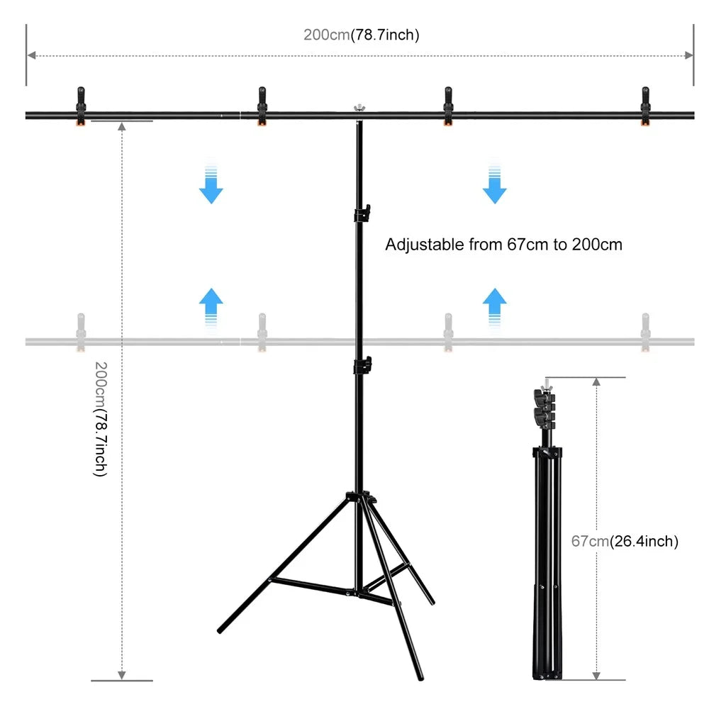 PULUZ PU5205G 2x2m Photo Studio Photography Backdrop Kit Set 120g Thicken Background with T-shape Stand and 4 Clamps - 7