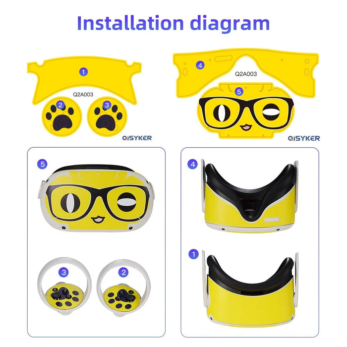 QISYKER For Oculus Quest 2 VR Glasses Cartoon PVC Protective Decals Decoration Sticker - Q2A003 - 7