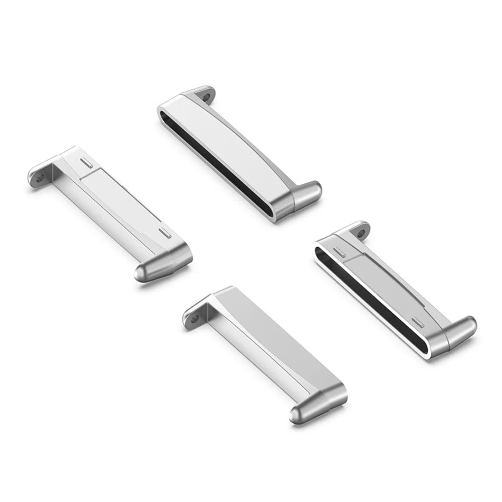 1 Pair For Fitbit Versa 4 / 3 / Fitbit Sense / Sense 2 Metal Watch Band Adapter Watch Strap Connector Accessory - Silver - 3