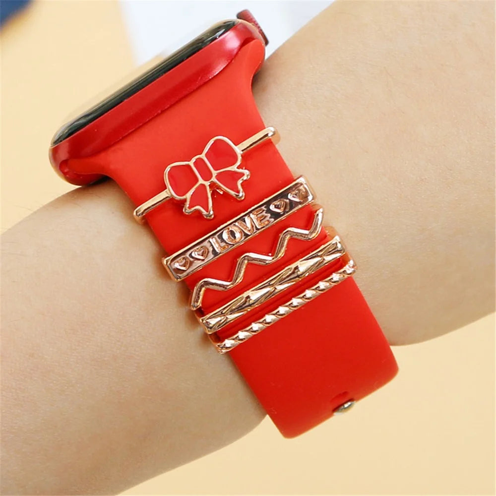 Universal Smart Watch Band Charms Metal Decorative Charms Loops Watch Strap Ornaments with Rhinestone (without Strap) - Style G - 2