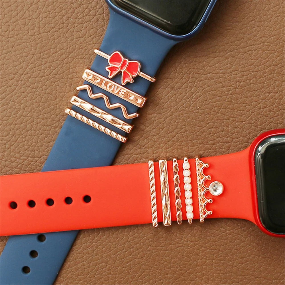 Universal Smart Watch Band Charms Metal Decorative Charms Loops Watch Strap Ornaments with Rhinestone (without Strap) - Style G - 6