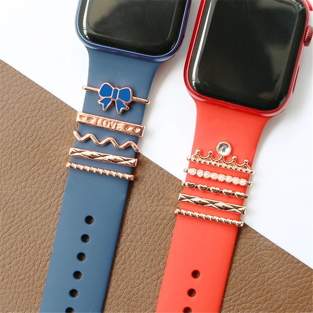 Universal Smart Watch Band Charms Metal Decorative Charms Loops Watch Strap Ornaments with Rhinestone (without Strap) - Style G - 7