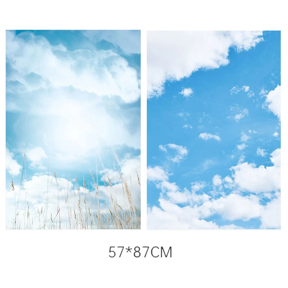57*87cm Blue Sky White Cloud Double Sided Waterproof Paper Backdrop for Camera Phone Shooting - 2
