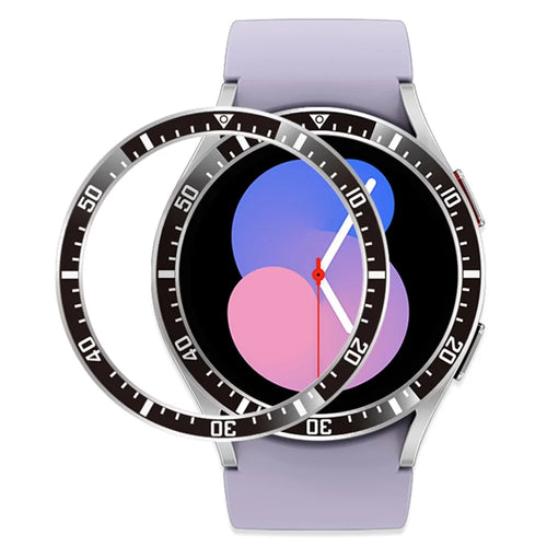 For Samsung Galaxy Watch 5 / 4 40mm Bezel Edge Walet Bezel Loop Adhesive Metal Ring Protector (Type A) - Black / White Characters - 1