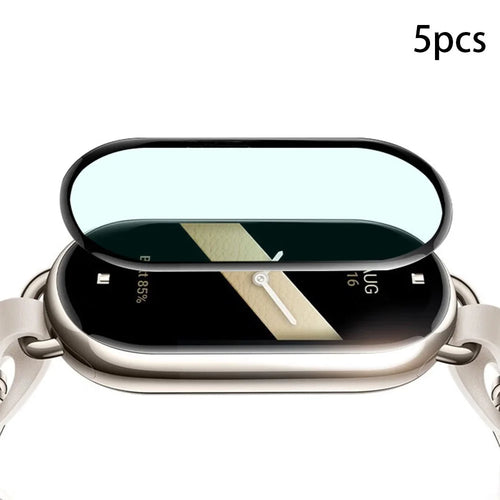 5Pcs PET Screen Protector for Xiaomi Smart Band 8 , Anti-scratch Black Edge 3D Watch Screen Film - 1