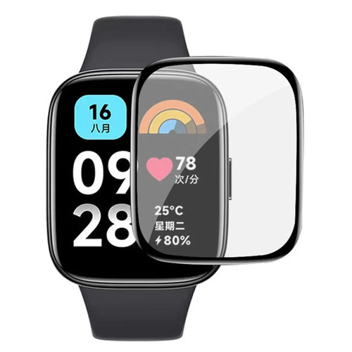 1Pc For Xiaomi Redmi Watch 3 Lite / Watch 3 Active 3D PET Screen Protector Black Edge Anti-scratch Watch Screen Film - 1