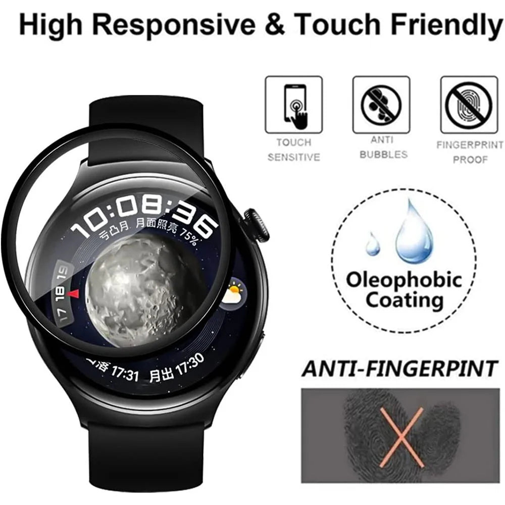 1Pc 3D PET Screen Protector for Huawei Watch 4 , Black Edge HD Clarity Watch Screen Film - 4