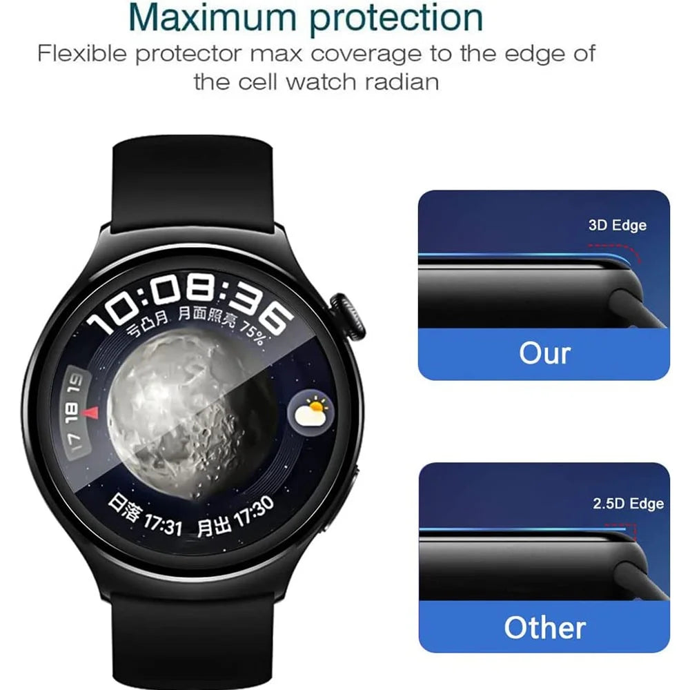 1Pc 3D PET Screen Protector for Huawei Watch 4 , Black Edge HD Clarity Watch Screen Film - 5