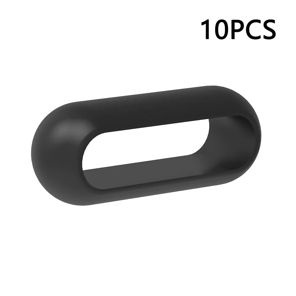 10Pcs For Xiaomi Smart Band 8 Pro Watch Band Silicone Holder Loop Watch Strap Fastener Ring - Black - 1