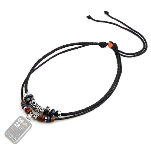 For Xiaomi Smart Band 8 Pro Neck Strap Lanyard Dual Layer Beads Decor Braided Watch Necklace - 1