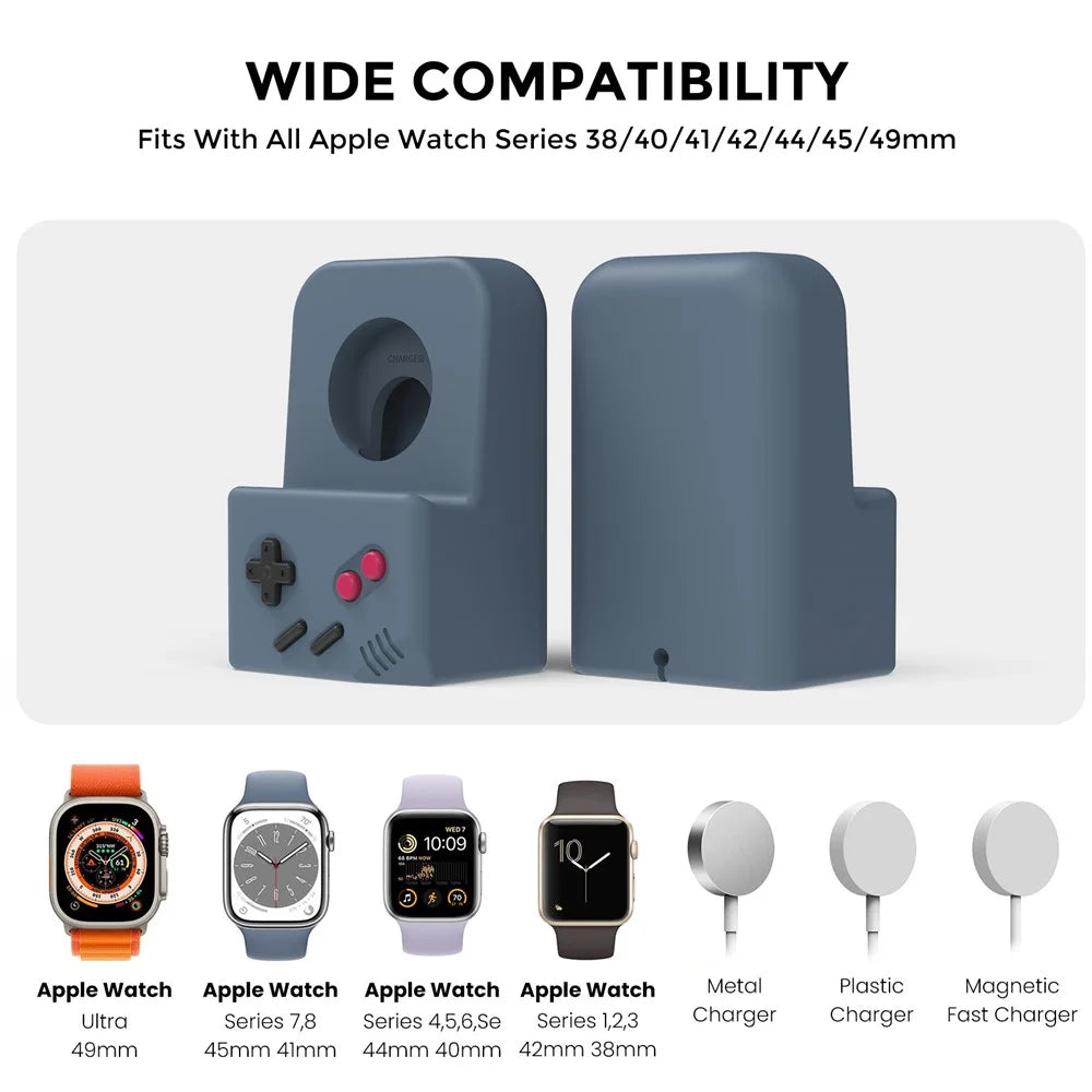 AHASTYLE JY14 For Apple Watch Series Watch Charger Holder Silicone Smart Watch Charger Stand (without Charger) - Midnight Blue - 2