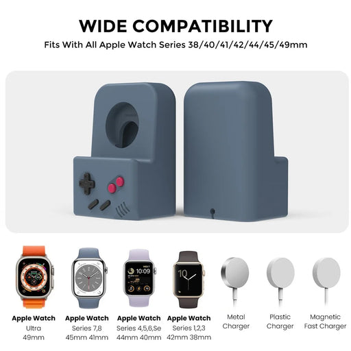 AHASTYLE JY14 For Apple Watch Series Watch Charger Holder Silicone Smart Watch Charger Stand (without Charger) - Midnight Blue - 2
