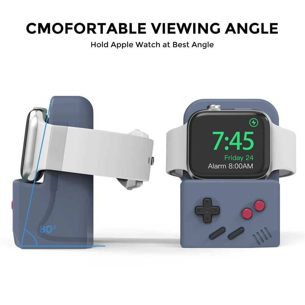 AHASTYLE JY14 For Apple Watch Series Watch Charger Holder Silicone Smart Watch Charger Stand (without Charger) - Midnight Blue - 3