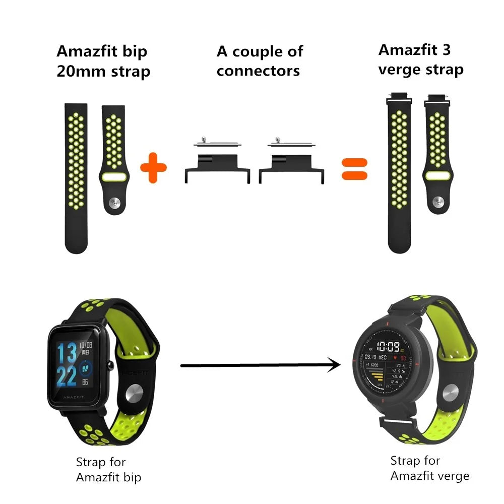 1 Pair For Huami Amazfit 3 Verge / Verge Lite ABS Connector 14mm to 20mm Spring Bars Connector Watch Band Adapter - 5