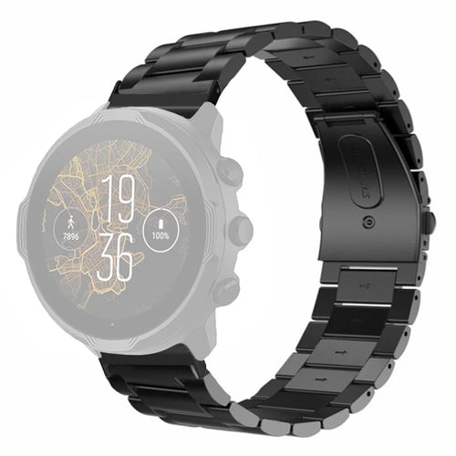 For Suunto Spartan Sport Wrist HR Baro / Suunto 7 Smart Watch Strap 3-Bead 24mm Steel Wrist Band - Black - 1