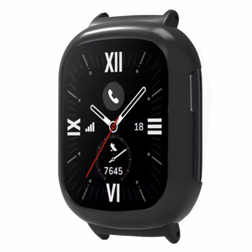 For Honor Watch 4 Bumper Frame Case Hard PC Watch Protective Cover with 20mm Adapter Connector - Black - 1
