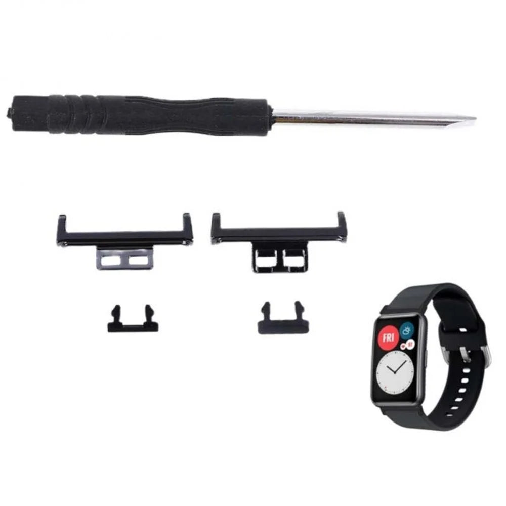 For Huawei Watch Fit / Watch Fit Special Edition Watch Band Adapter 20mm Zinc Alloy Watch Connector with Screwdriver and Plugs - Black - 3