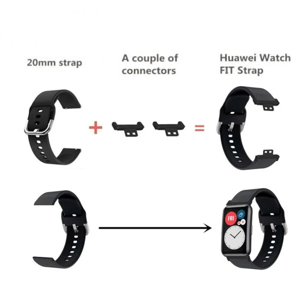 For Huawei Watch Fit / Watch Fit Special Edition Watch Band Adapter 20mm Zinc Alloy Watch Connector with Screwdriver and Plugs - Black - 4