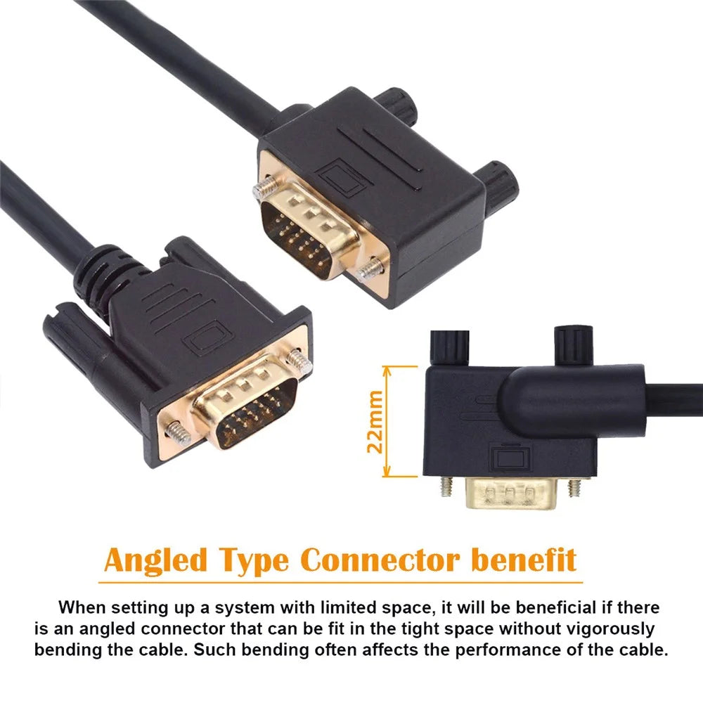 DB-007-RI-1.0M 90 Degree Right Angled VGA RGB Male to Straight Male Extension Cable 3COAX+6C - 2
