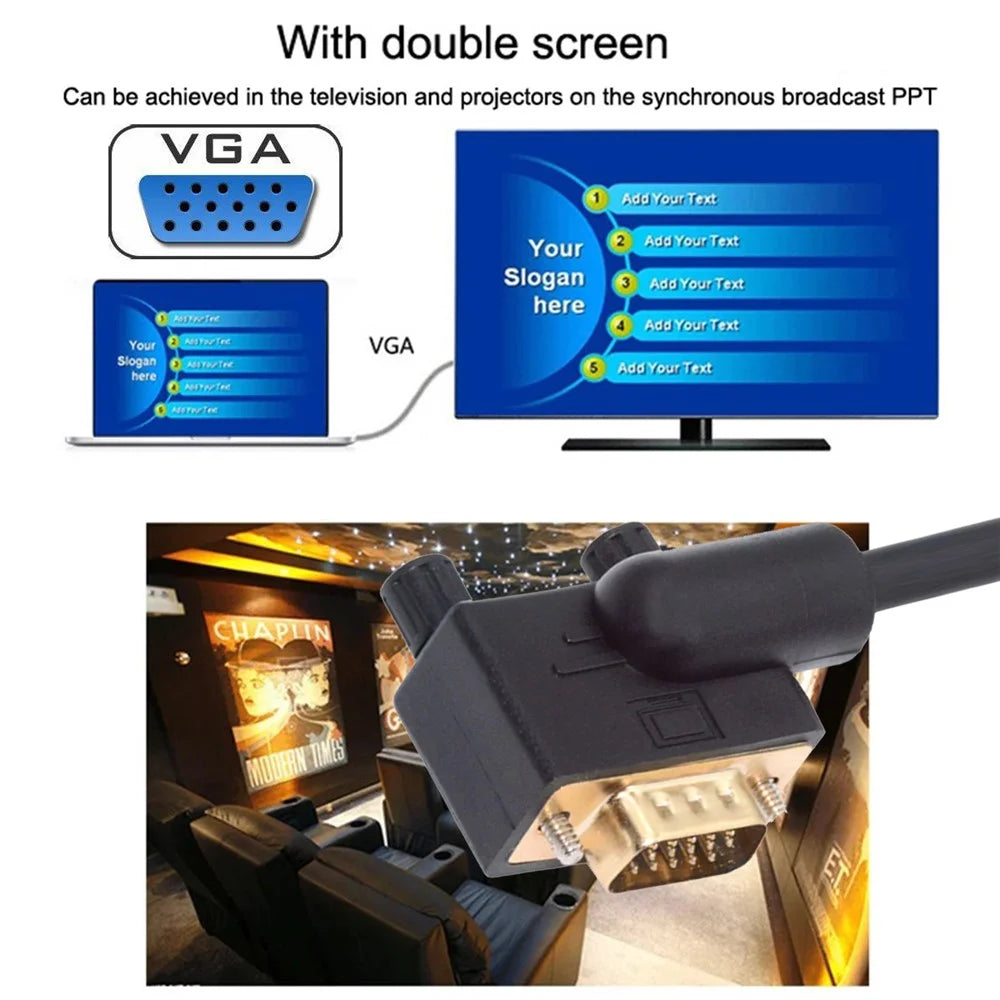 DB-007-RI-1.0M 90 Degree Right Angled VGA RGB Male to Straight Male Extension Cable 3COAX+6C - 6