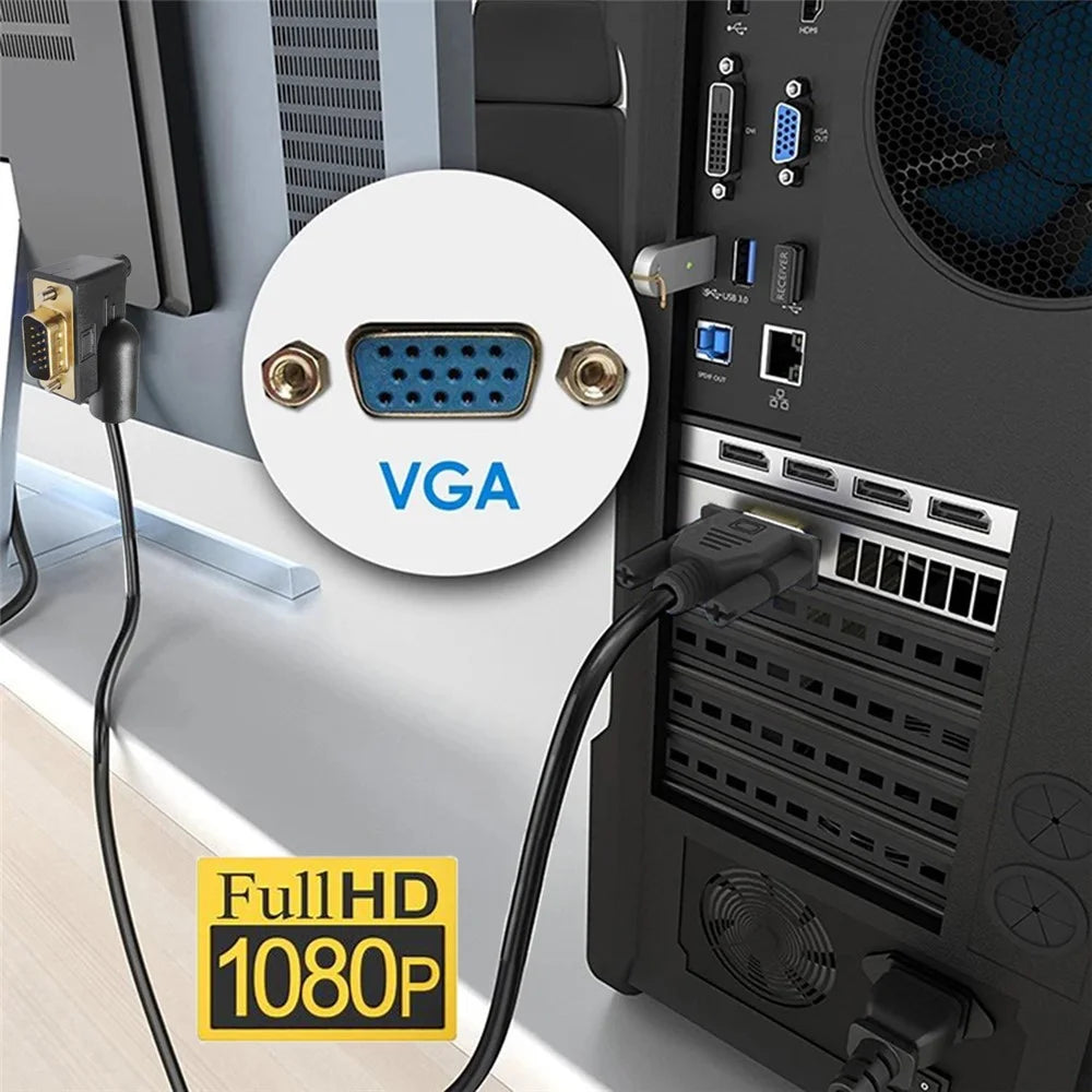 DB-007-RI-1.0M 90 Degree Right Angled VGA RGB Male to Straight Male Extension Cable 3COAX+6C - 7