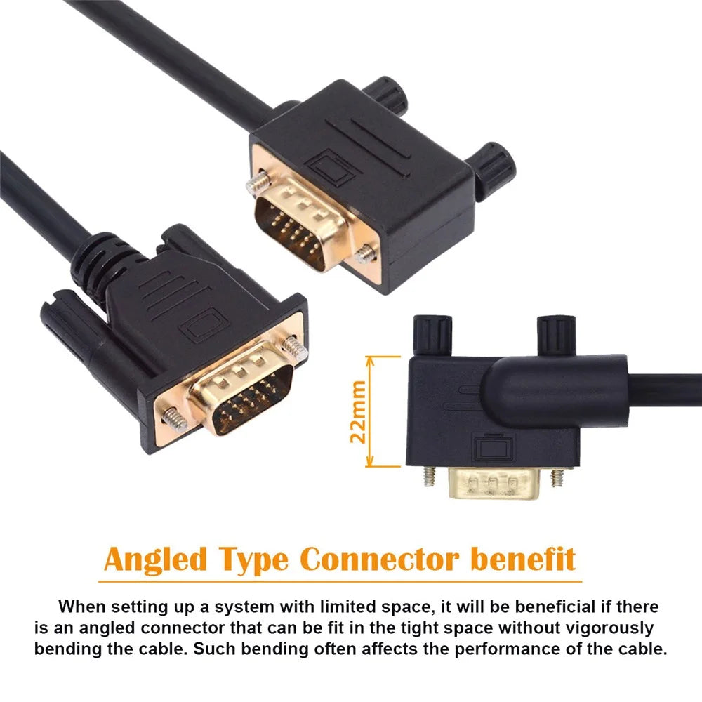 DB-007-LE-1.0M 3COAX+6C 90 Degree Left Angled VGA RGB Male to Straight Male Extension Cable - 2
