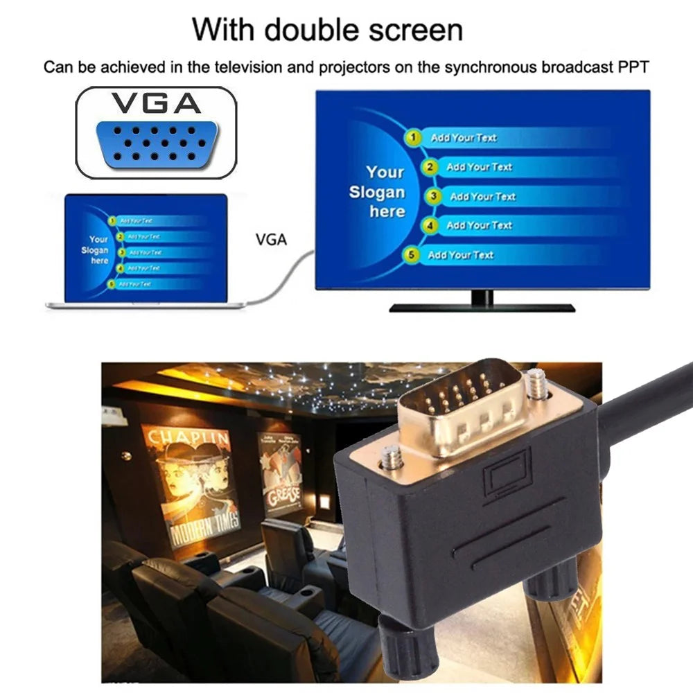 DB-007-LE-1.0M 3COAX+6C 90 Degree Left Angled VGA RGB Male to Straight Male Extension Cable - 6