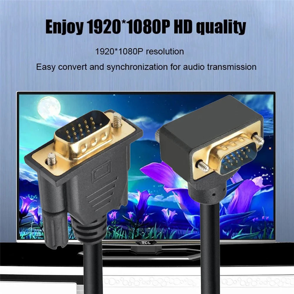 DB-007-UP-1.0M For Monitor / Projector / Computer Up Angled VGA RGB Male to Straight Male Extension Cable 3COAX+6C - 3